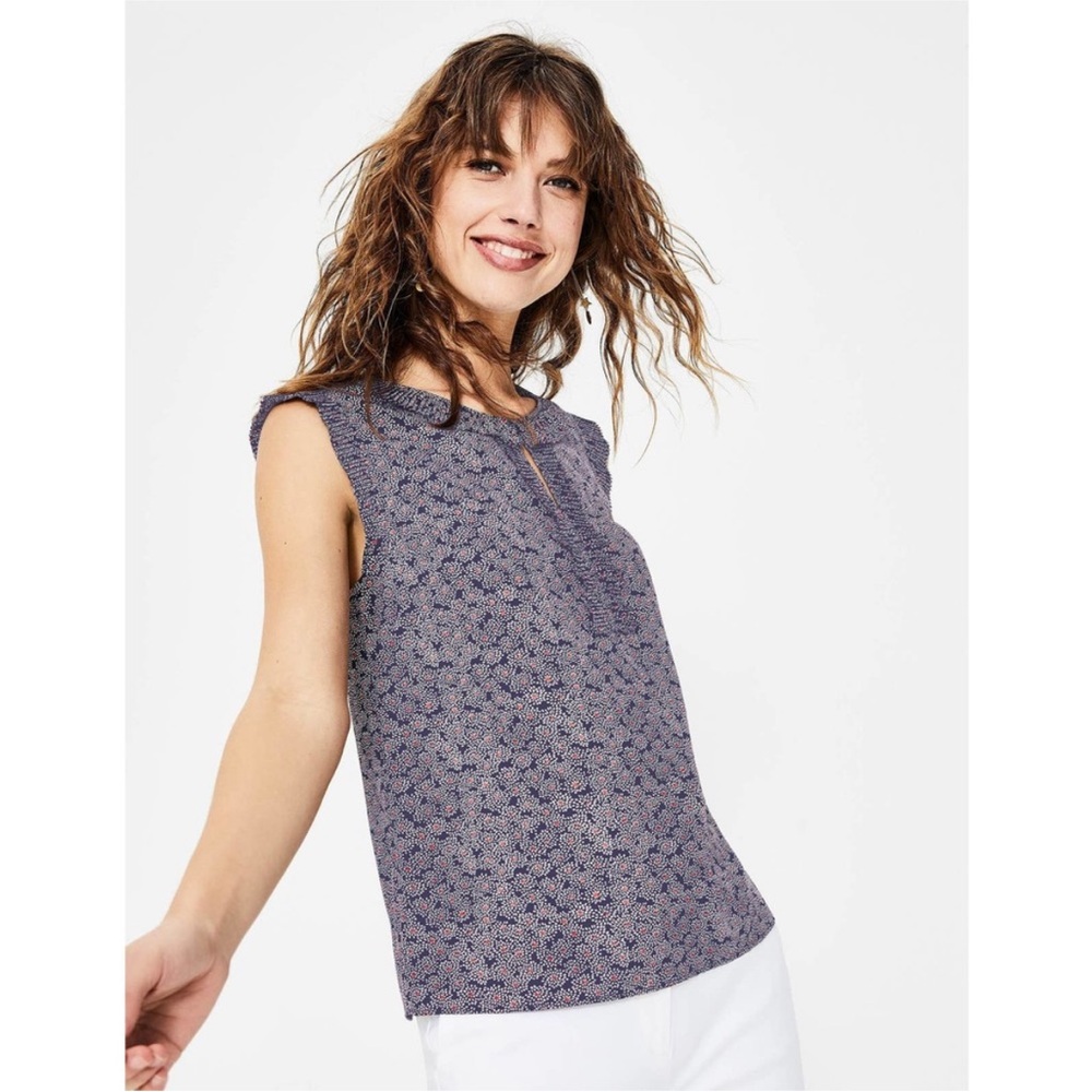 Boden Women's Blue Patterned Sleeveless Blouse – Size 8 – Like New